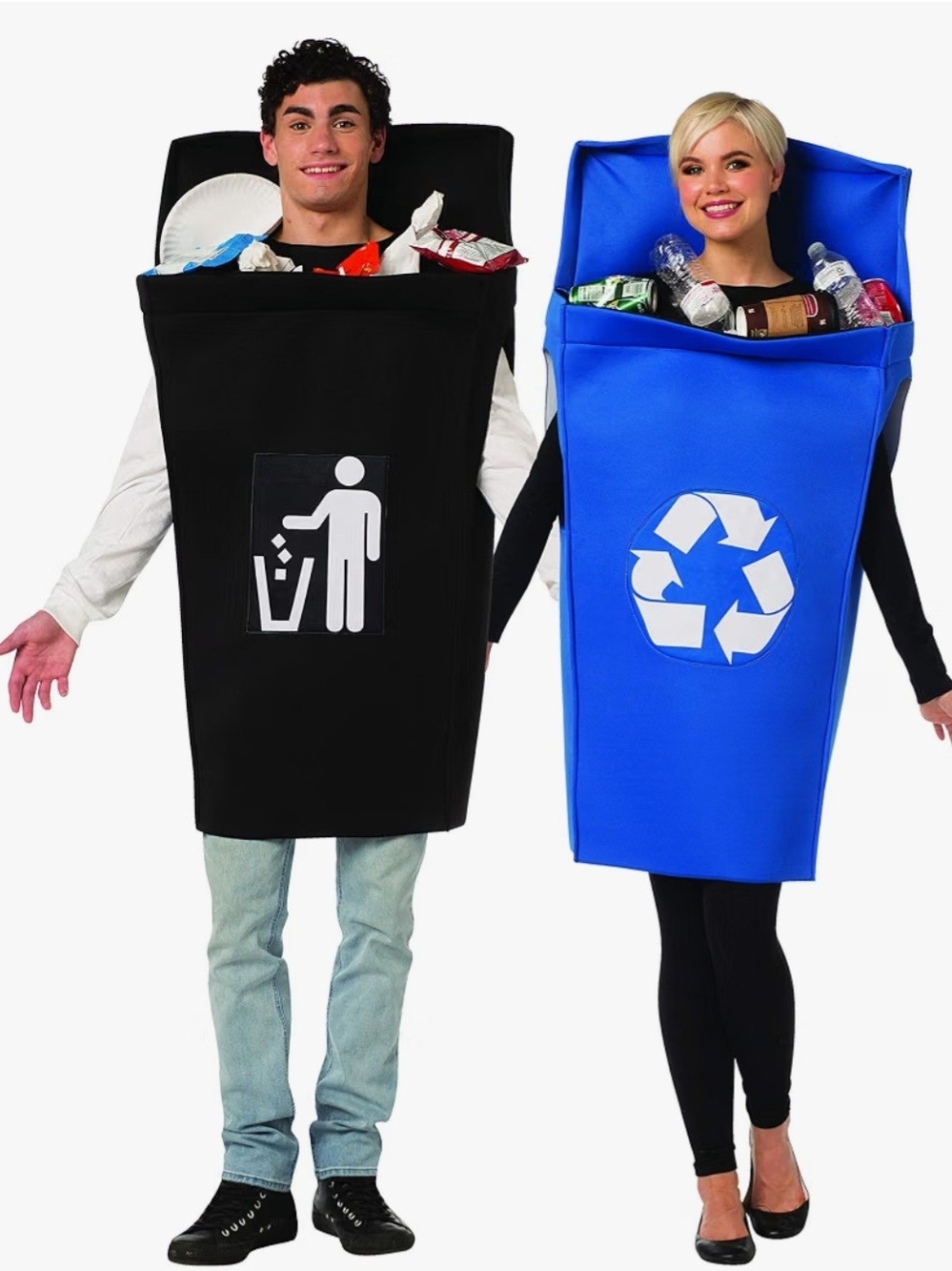 Couples Black Trash Can And Recycling Costume - Classic Trash Bin Outfit